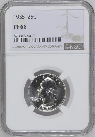 1955 Silver Proof Washington Quarter NGC PF66 Cover