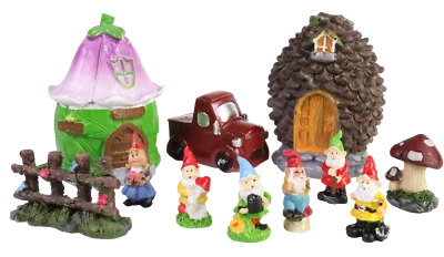 Miniatura Fairy Garden 11 piezas PINECREST - Casa de cono de pino, camioneta Foto 1 de 3