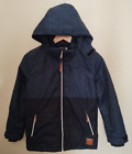 H&M 10-11 Years Boys Quilted Blue Coat Jacket Removable Hood Great Condition