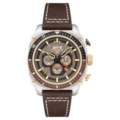 AVI-8 Unisex Grey Dial Brown Leather Band Hawker Hunter Atlas Quartz Watch - Image 1 of 4