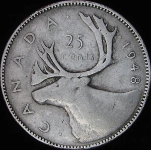 1948 vz + Kanada Silber 25 Cents - KM# 44 - JG - Bild 1 von 2