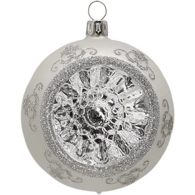 Reflexkugel silber matt Ø8cm Schatzhauser Thüringer Glas und Weihnachtsschmuck - Bild 1 von 2