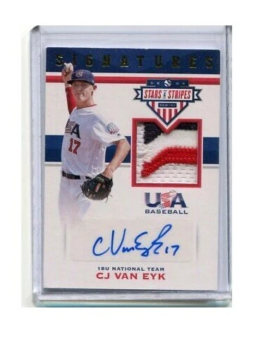 2017 Stars Stripes 18U Team Signatures Materials CJ Van Eyk Auto Patch 15/25 - Image 1 of 1