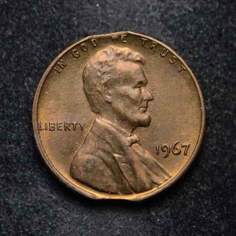 1967 Lincoln Memorial Cent Mint Error Double Clip (bb10158) Cover
