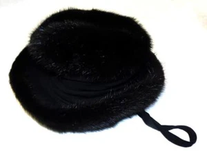 Hermoso sombrero pastillero Reggi of Wilshire Paris Nueva York años 50 piel de visón negro 7 - Imagen 1 de 11