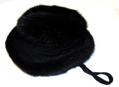Reggi of Wilshire Paris New York 1950's Black Mink Fur Pillbox Hat Beautiful 7 - Image 1 of 4