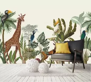 Jungle forest Animal Wall Mural Self Adhesive Wall Paper Kids Nursery Decor AM49 - Picture 1 of 5