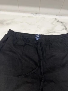GAP Womens 55% Linen Pants Size Medium Black Wide Leg Drawstring Loose - Picture 1 of 6
