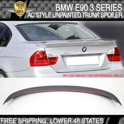 Fits 06-11 BMW 3 Series E90 Sedan AC Style Unpainted Rear Trunk Spoiler ABS - Image 1 of 3