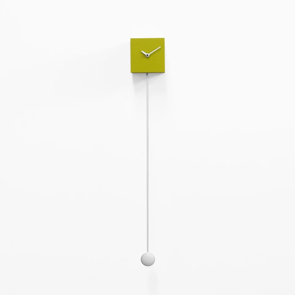Progetti Orologio da parete a pendolo di design "Long_time"  Legno   Verde Acido - Immagine 1 di 1