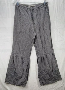 Athleta 100% Linen Boho Wide leg Flared Pants Sz 4 - Picture 1 of 12