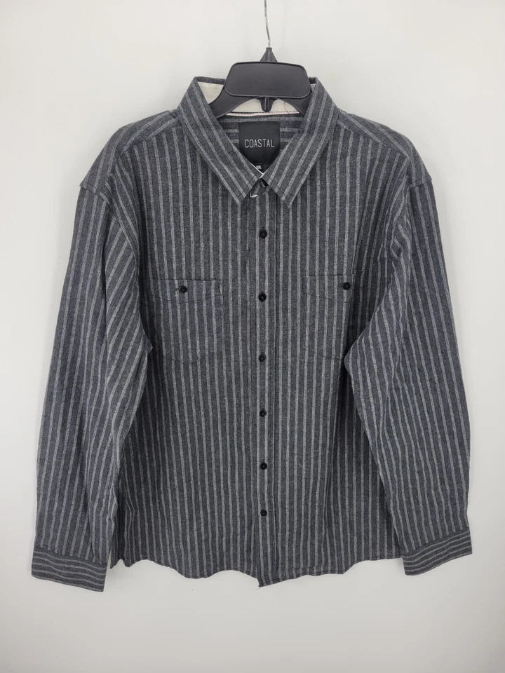 Coastal Shirt Mens XXL 2L Black Stripe Long Sleeve Button Up Outdoor Beach - Image 1 of 4