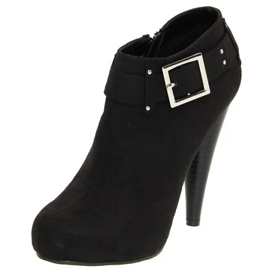 Michael Antonio Imitación Cuero Cremallera Lateral Botines Zapatos Para Mujer Talla 6 Negro Foto 1 de 4