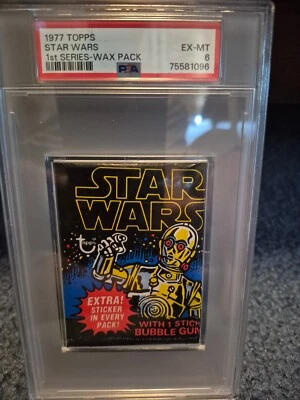 1977 Topps Star Wars 1st Series SEALED Unopened Wax Pack PSA 6 - Image 1 of 3