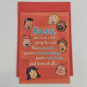 Hallmark Boss Day Greeting Card Happy Employees 7x4.5" Quote inside Envelope USA - Picture 1 of 8