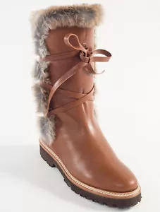 Neue braune Lederstiefel von Steiger Paris mit Fell Größe 39,5 US 9,5 - Bild 1 von 7