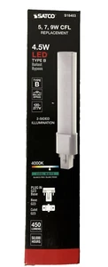 Satco 5, 7, 9W CFL Replacement LED 4.5W Type B Ballast Bypass Type B G23 Base - Picture 1 of 3