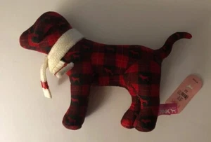 Victoria Secret Pink 9" Red,Black & Pink Line Plaid dog With Scarf New With Tags - Picture 1 of 5