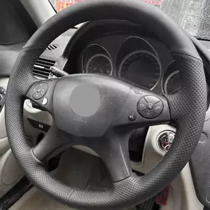 DIY Schwarz Lenkradbezug Leder Lenkrad Für Mercedes Benz C-Klasse W204 2007-2011 - Bild 1 von 6