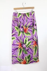 Worthington Women Silk Skirt New sz 10 Faux Wrap Tropical Floral Hawaiian print - Picture 1 of 7