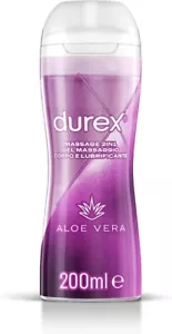 Durex Massage 2 in 1 Lubrificante Intimo E Gel a Base Acqua Con Aloe Vera, 200ml - Foto 1 di 5