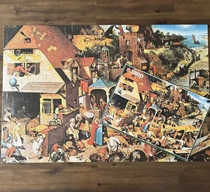 Vtg Jumbo PROVERBS Jigsaw Puzzle 1500 Pieces WITH CHART Pieter Bruegel 80074 - Picture 1 of 11