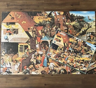 Quebra-cabeça antigo Jumbo PROVERBS 1500 peças COM GRÁFICO Pieter Bruegel 80074 - Imagem 1 de 4