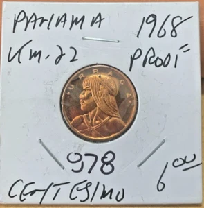 1968 Panama 1 Centesimo KM# 22, Proof Uncirculated. Coin #978 - Picture 1 of 2