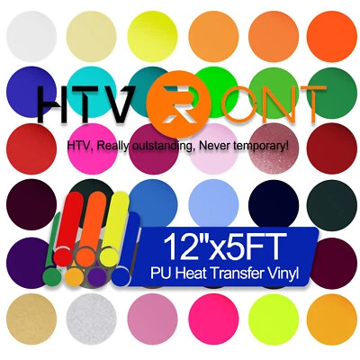 12'' x 5ft PU HTV Heat Transfer Vinyl - PU Iron on Vinyl Heat Press for T-shirts - image 1 of 4