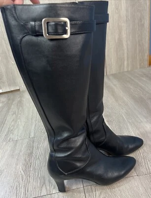 Cole Haan Black Knee High Boots Small Heel Silver Buckle Women’s Size 6 1/2 - Image 1 of 4