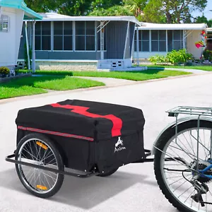 Folding Bike Cargo Trailer w/ Rain Cover Bicycle Large Carrier Cart Yard Patio - Picture 1 of 11