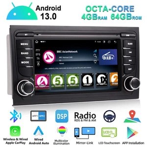 7" Android 13.0 Car Stereo Radio CarPlay DAB+ RDS WiFi 4G For For Audi A4 RS4 S4 - Picture 1 of 13