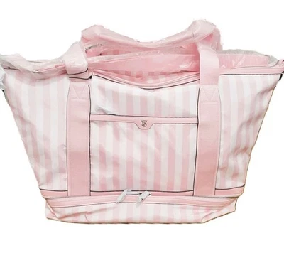VICTORIA'S SECRET VS Weekender Heritage Pink Stripe Tote TRAVEL Bag $139.95 NWT - Image 1 of 4