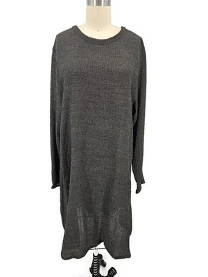 Vestido texturizado Eileen Fisher para mujer L? Midi manga larga a cuadros negro Foto 1 de 4
