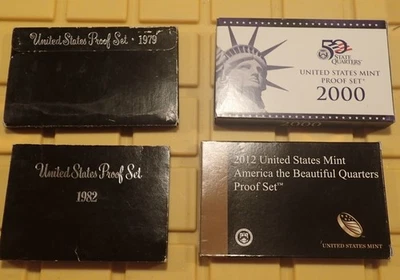 1979/1982/2000/2012 Juego PRUEBA Lote EE. UU. Como Nuevo SIN CIRCULAR en Estuche Original Foto 1 de 4