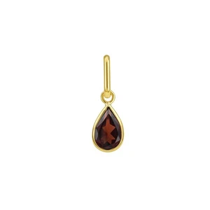14K Yellow Gold Pear Garnet Charm Pendant - Picture 1 of 1