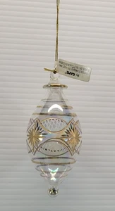 *B41) Ganz Teardrop Hand Blown Clear Glass Gold Tone Accent Christmas Ornament - Picture 1 of 7