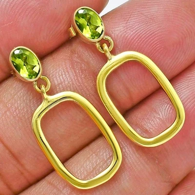 Pendientes de oro de 18 quilates sobre piedras preciosas naturales forma ovalada EM-1263 TGE1009 Foto 1 de 3