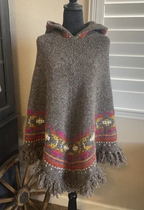 Poncho de lana Sherpa Adventure suéter azteca con capucha lana de cordero para mujer talla única defecto - Imagen 1 de 24