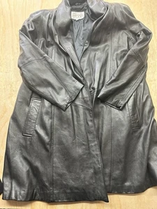 Pelle Studio Long Leather Coat Women’s Large Oversized Can Fit Plus 2X - Picture 1 of 7