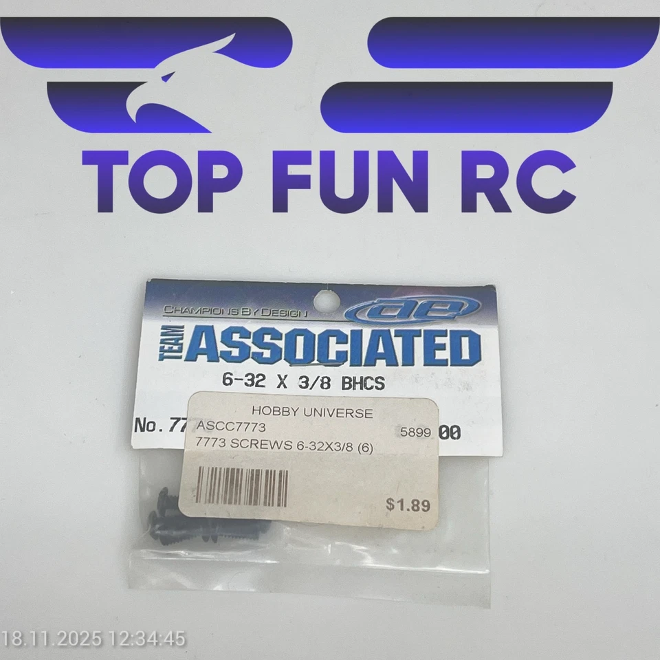 TEAM ASSOCIATED 7773 6-32X3/8 BHCS FOR RC10R5, SC8E, TC5, RC12 & PROLITE 4X4 - Image 1 of 1