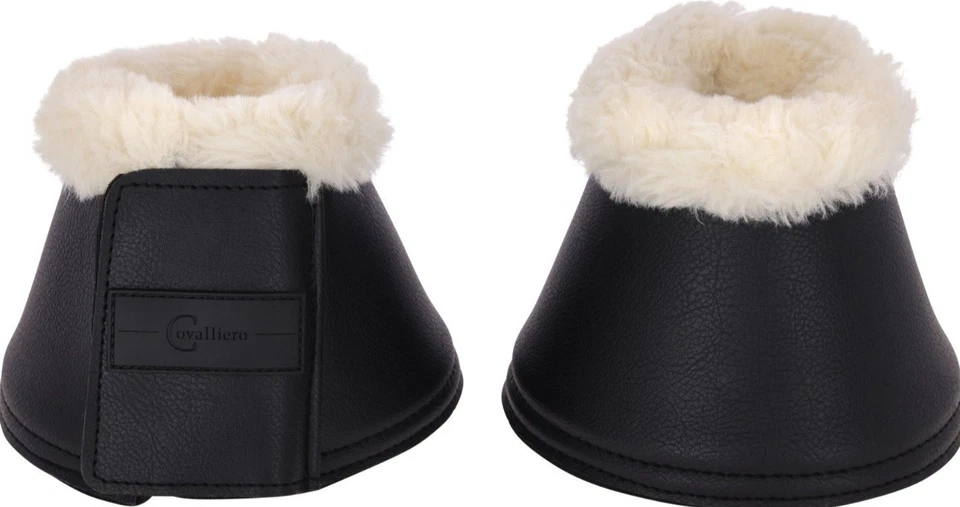 Hufglocken Pelisa Springglocken Klettverschluss Teddyfell schwarz CoB Pony FULL - Bild 1 von 1