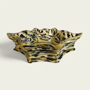 Raro cuenco de flores esmaltado mármol con forma de estrella Hedi Schoop - Imagen 1 de 6