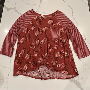 Top Pullover Loralette Talla Grande Floral Rayas Algodón Lino 2X Boho Cottagecore - Imagen 1 de 13