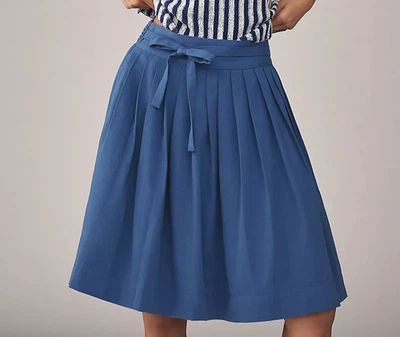 Falda Maeve Anthropologie con lazo frontal plisada hasta la rodilla azul M-10 280988 Foto 1 de 4