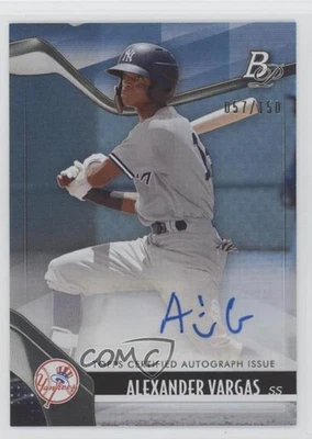 2021 Bowman Platinum Top Prospects Blue Auto /150 Alexander Vargas #TOP-54 Auto - Image 1 of 2