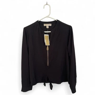 Blusa Michael Kors com zíper frontal manga longa tamanho M elegante clássica - Imagem 1 de 4