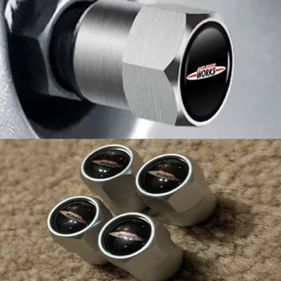 F60 MINI Cooper S Clubman JCW Metal Hexagonal Dust Valve Cap Covers Silver - Image 1 of 4