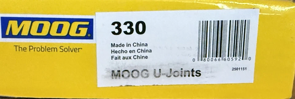 MOOG U-Joint Universal Greaseable Joint + Cross Reference 330 / 015-2086-0 - Image 1 of 1