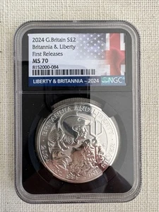 2024 Great Britain 1oz Liberty and Britannia Silver Coin - Graded MS70 by NGC - Picture 1 of 3